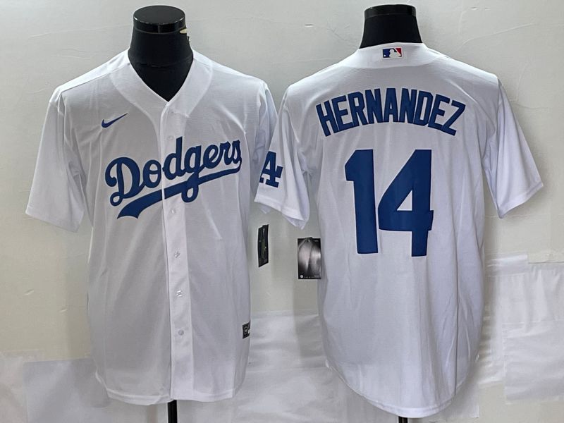 Men Los Angeles Dodgers 14 Hernandez White Nike Game 2023 MLB Jerseys